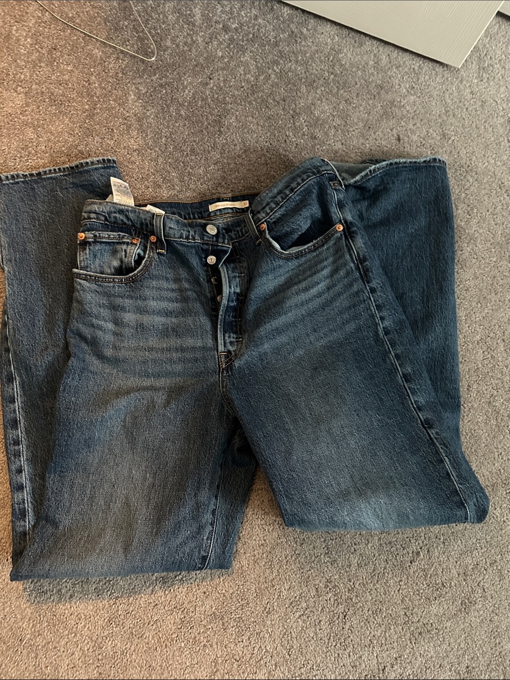 Classic Dark Blue Button-Fly Jeans